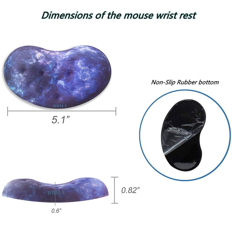 BRILA Memory Foam Mouse & Keyboard Wrist Rest Support Pad Cushion Set for Computer, Laptop, Office Work, PC Gaming - Massage Holes Design - Easy Typing Wrist Pain Relief (Nebula) - Image 4